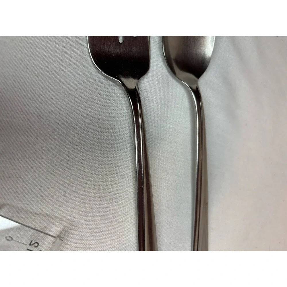 WM Rogers Glossy Stainless Steel Silver Serving Fork & Serving Spoon Set 2pcs